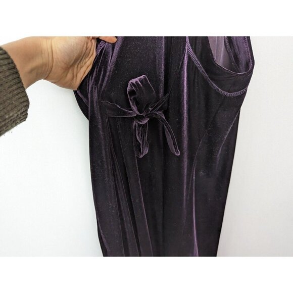 Vintage 90s Cynthia Max S Purple Velvet Overall Bib Dress Button Up Side Phoebe - Picture 9 of 12
